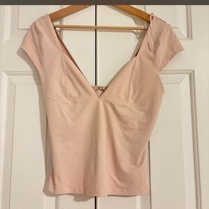 Free People Light Pink V-Neck Blouse